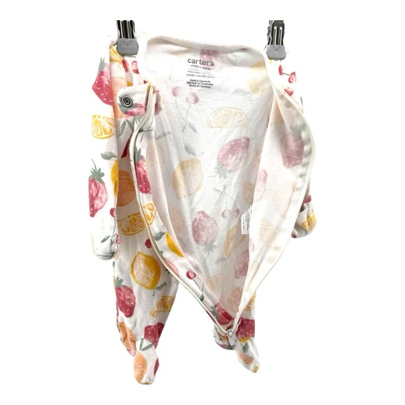 Carter’s | Newborn 0M Fruit Print Zip Onesie Strawberry - Picture 5 of 11